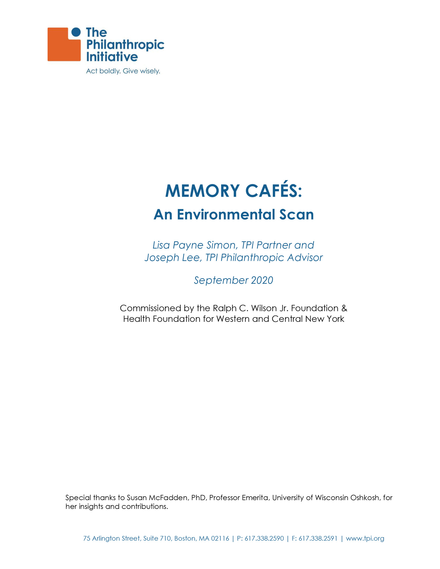 Memory Cafés: An Environmental Scan
